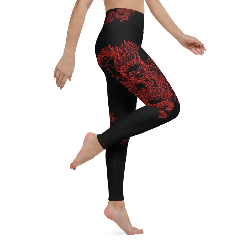 leggings with cute designs Double Dragon High Waist Womens Yoga Leggings