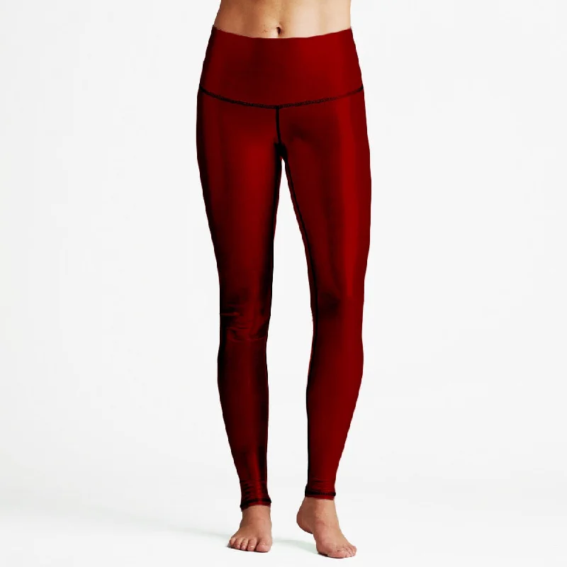 leggings for dynamic exercise Deep Red Foil High Waist Womens Yoga Leggings