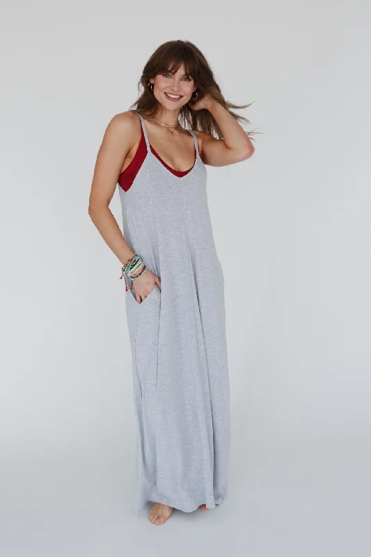 denim dresses & jumpsuits Perfection Pocket Maxi Dress - Heather Gray