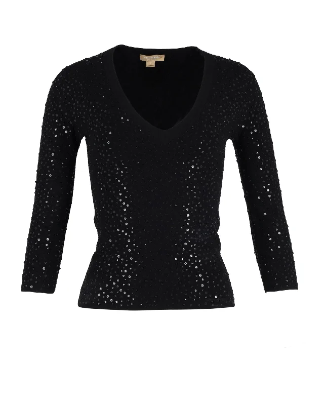 Wool sweater cardigans Michael Kors Collection Sequined Jumper in Black Viscose