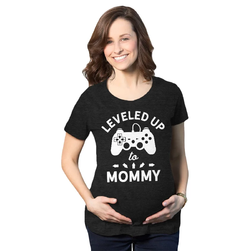 vintage graphic tees women Leveled Up To Mommy Maternity T Shirt