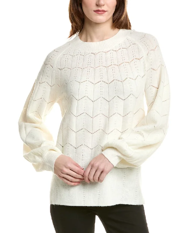 Trendy crop sweaters Love Token Pointelle Sweater