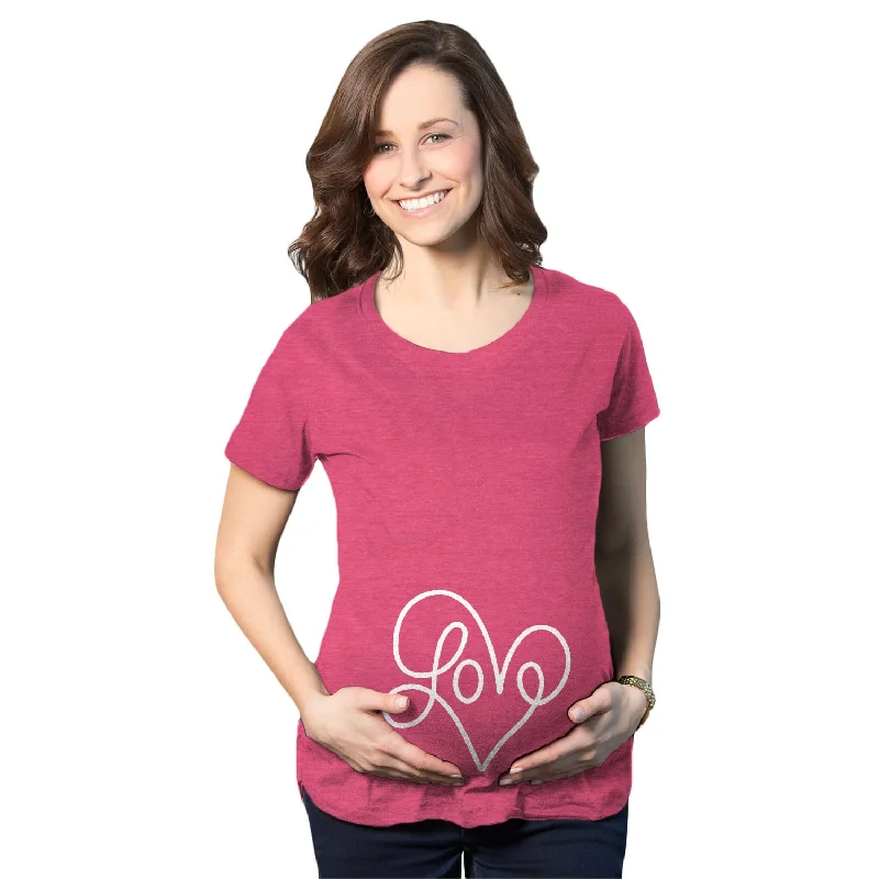 eco-friendly cotton T-Shirts women Love Script Heart Maternity T Shirt