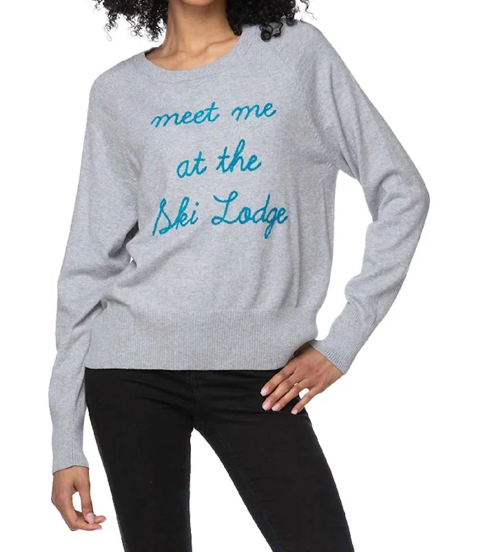 Eco-friendly cotton sweaters Embroidery Sweater In Meet Me At The Ski Lodge