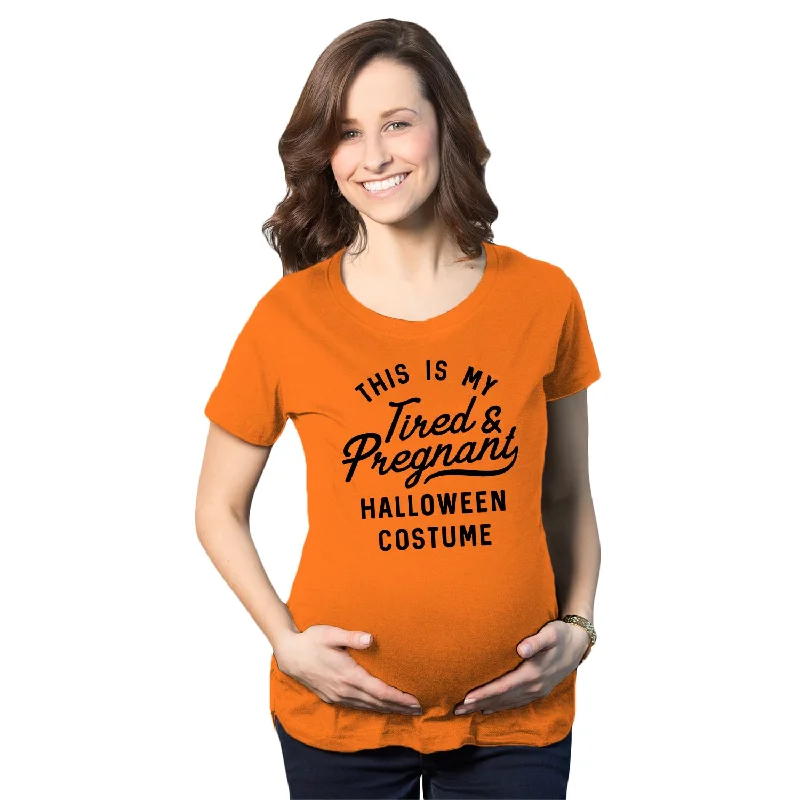 black graphic T-Shirts women This Is My Tired And Pregnant Halloween Costume Maternity T Shirt