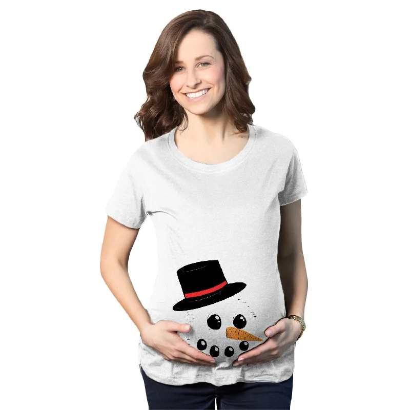 comfortable work T-Shirts women Snowman Face Maternity T Shirt