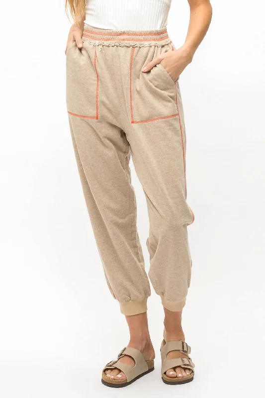 leggings for active exercise wear Terry Jogger Pants In Oatmeal