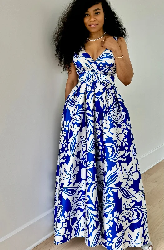 trendy jumpsuit outfits & dresses Blue Hawaiian dress