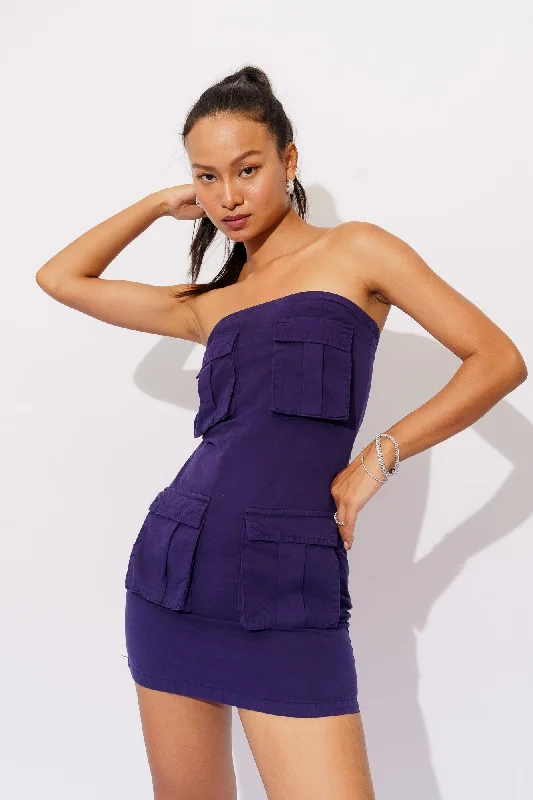 floral jumpsuits & dresses Dark Purple Cargo Dress