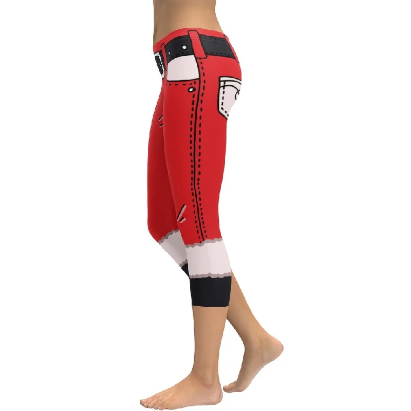 leggings for fitness activities Cartoonized Santa Outfit Capris