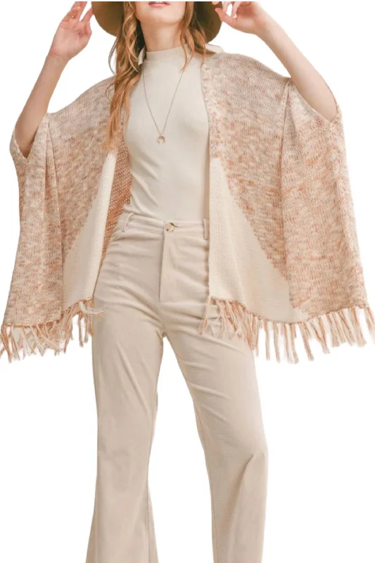 Knitted turtleneck sweaters New Energy Fringe Cardigan In Ivory Ginger