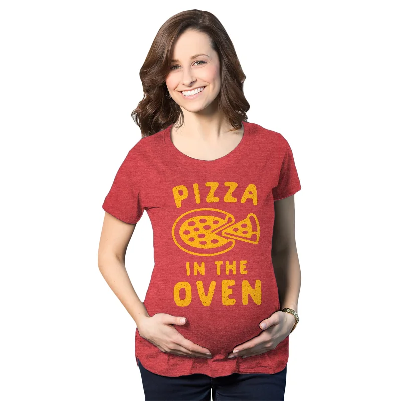 soft touch T-Shirts women Pizza In The Oven Maternity T Shirt