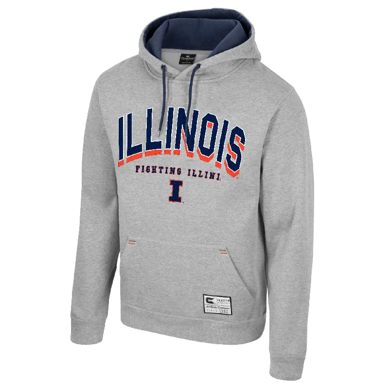 Button-up Women's Top Illinois Fighting Illini Adult Gray Colosseum Sweatshirt Hoodie