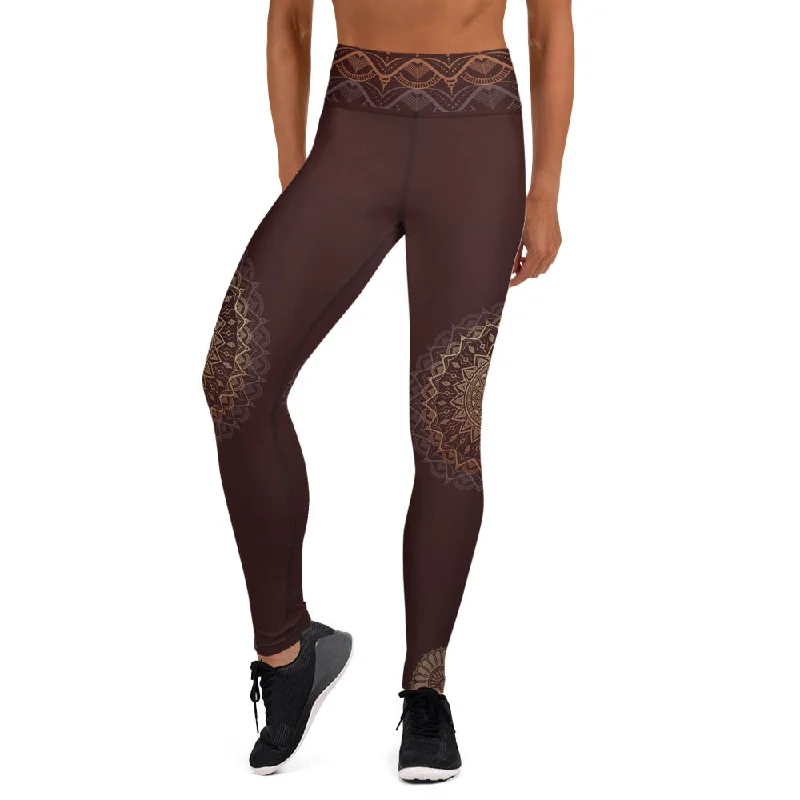 leggings for chic activewear Sandalwood Mandala High Waist Yoga Leggings