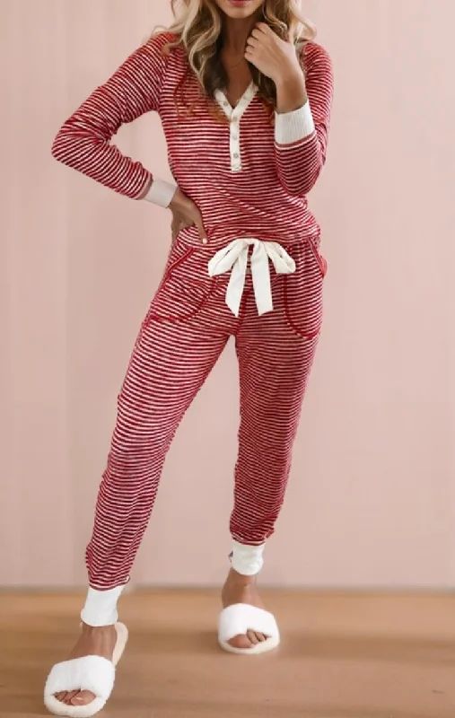 oversized graphic T-Shirts women Striped Holly Jolly PJ Set