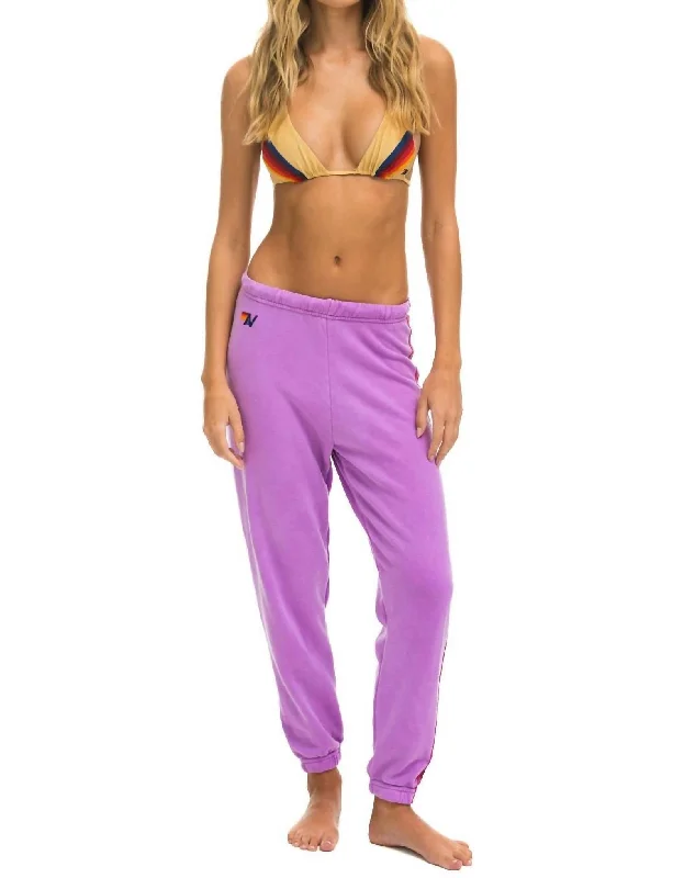 leggings for flexible use 5 Stripe Sweatpant In Neon Purple/pink Purple