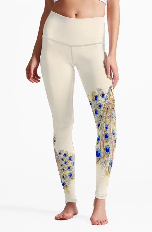 leggings for light movement Eco Recycled Fabric Peacock High Waist Womens Yoga Leggings