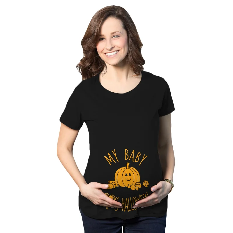 summer casual T-Shirts women My Baby Loves Halloween Maternity T Shirt