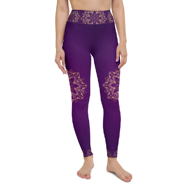 leggings for every training session Purple Gold Mandala High Waist Womens Yoga Leggings