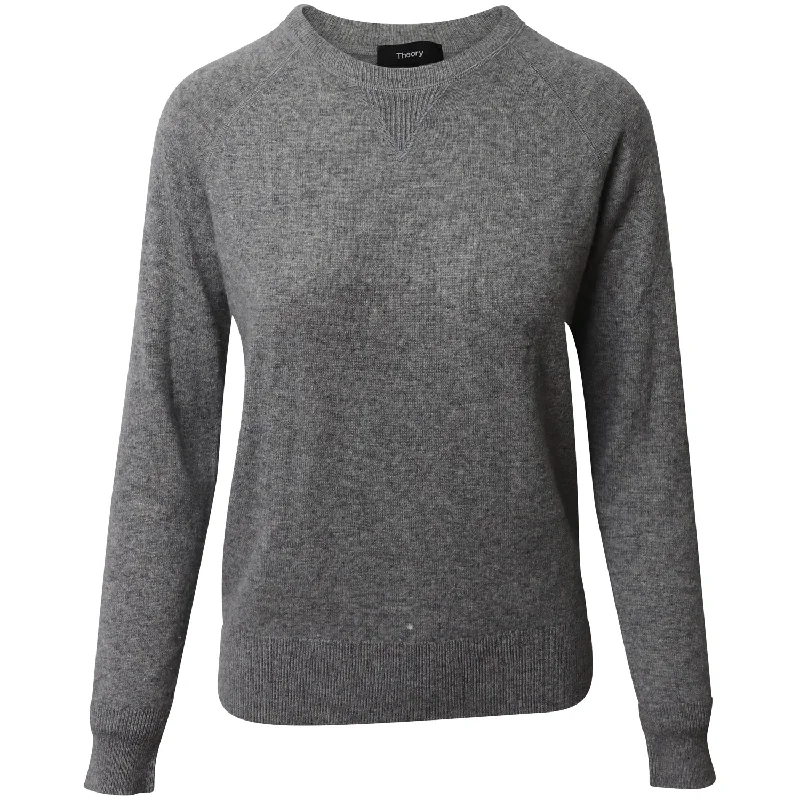 Classic fitted sweaters Theory Crew Neck Sweater in Grey Cashmere