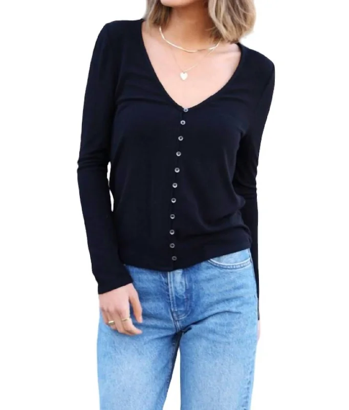 Comfy long-sleeve knit sweaters Dee Dee Cardigan In Black