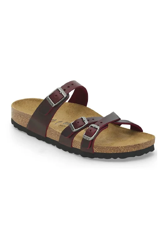 Cute Women's Top Birkenstock Franca Oiled Leather Sandals for Women in Zinfandel | 1028019