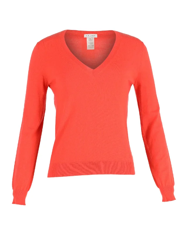 Knit sweater choices Celine V-Neck Sweater in Orange Cashmere