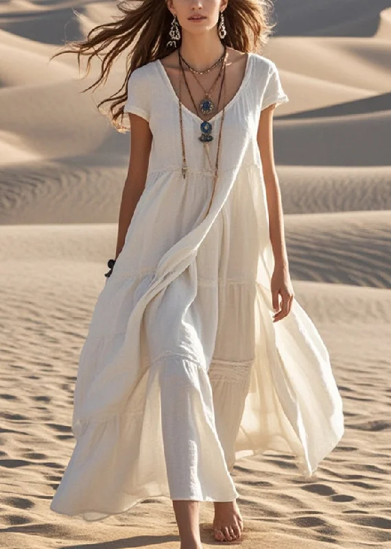 casual chic dresses & jumpsuits White Cotton Maxi Dresses Oversized Summer