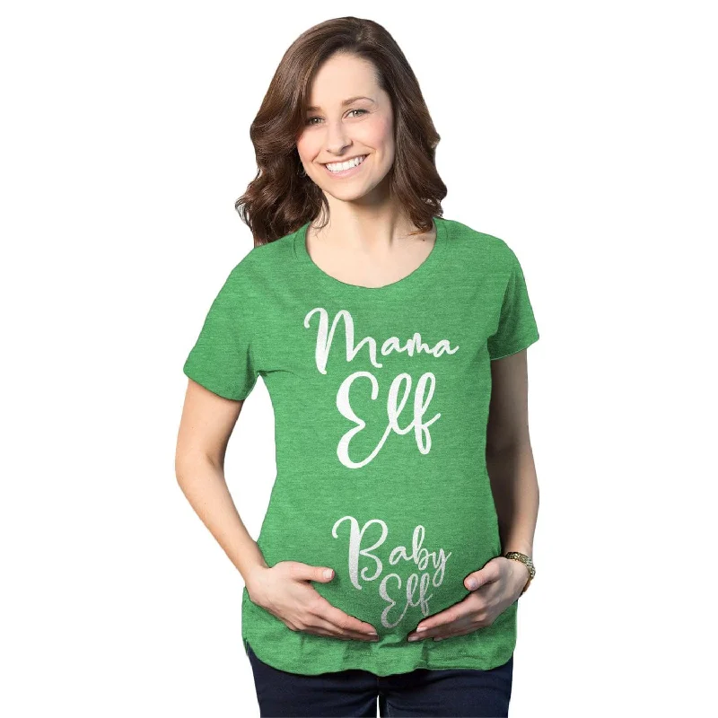 casual cotton T-Shirts women Mama Elf Baby Elf Maternity T Shirt