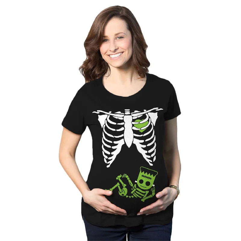 vibrant printed T-Shirts women Frankenstein Skeleton Maternity T Shirt