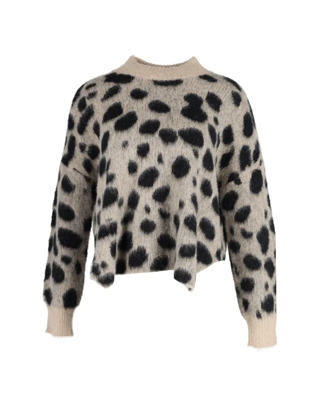 Stylish wool sweater coats Hugo Boss Fellyna Jacquard Animal Print Sweater in Beige and Black Nylon