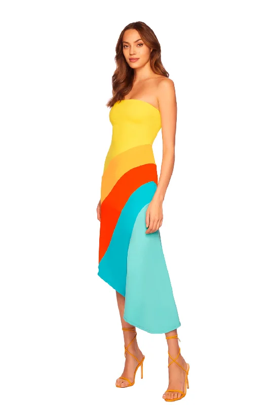 affordable dresses & jumpsuits color block tube asymmetrical dress