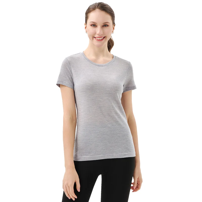 soft summer T-Shirts women Women's Merino 150g Classic Short Sleeve T-Shirt Grey Marle Heather