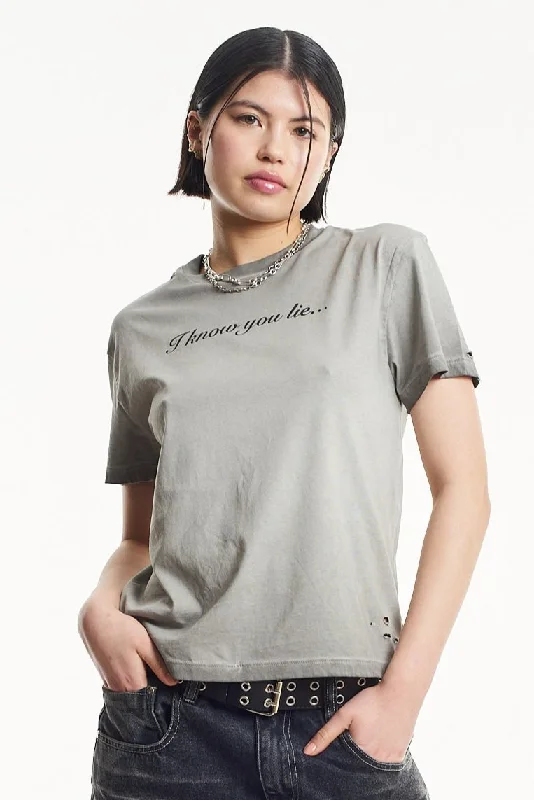 trendy fashion T-Shirts women Liar Slogan Tee