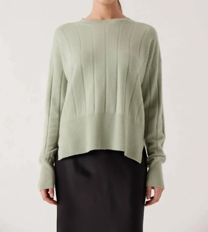 Trendy textured sweaters Crewneck Ribbed Sweater In Sage