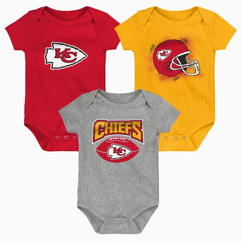 Cotton Women's Summer Top Kansas City Chiefs 3-Piece Creeper Set Onesies