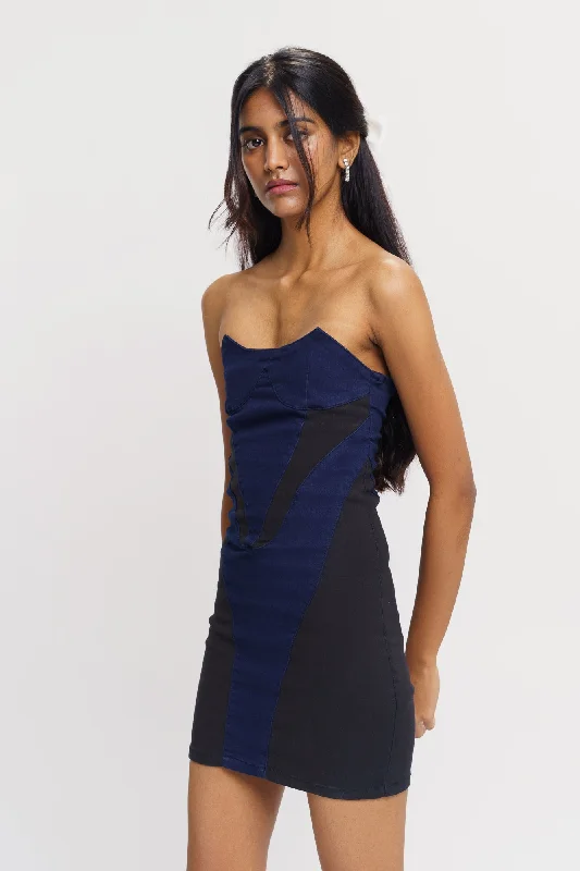 office dresses & jumpsuits Black & Blue Strapless Dress