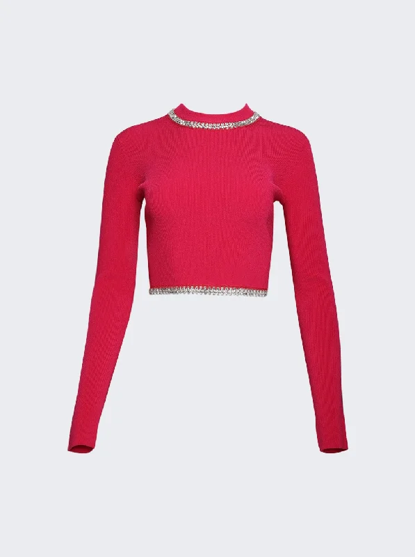 Oversized knit sweater tunics Embellished Knit Cropped Top