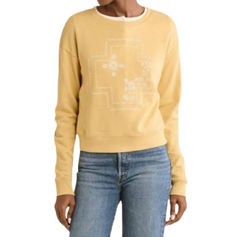 Layered knit sweaters Graphic French Terry Pullover Sweater In Yellow