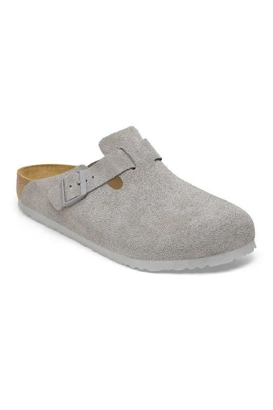 Basic Women's Top Birkenstock Boston Suede Clogs for Women in Stone Coin | 1027751