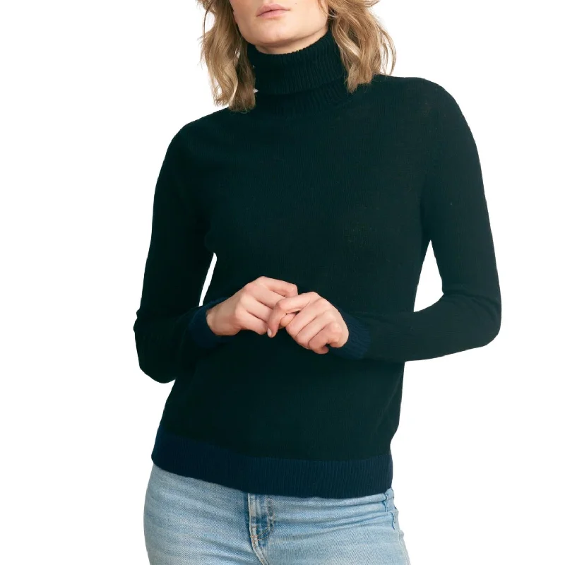 Stylish sweater tunics Contrast Roll Collar Sweater In Black And Navy