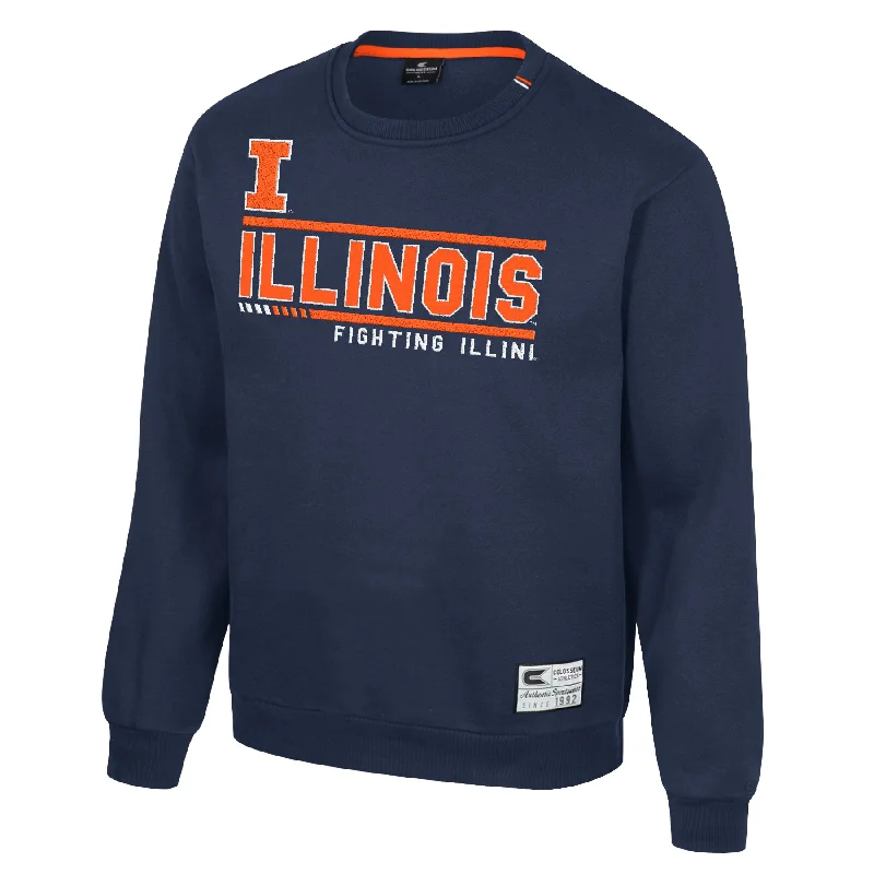 Plain Women's Top Illinois Fighting Illini Adult Colosseum Navy Crew Neck