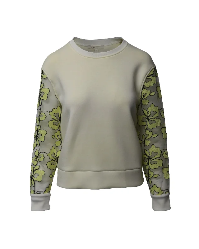 Chic hoodie sweaters Maje Floral Sleeves Sweatshirt in Cream Viscose