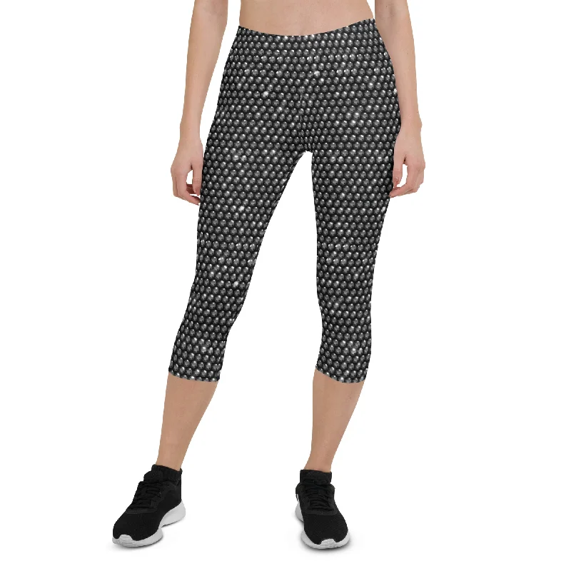 leggings for trendy athletic wear Midnight Bedazzled Print Capris