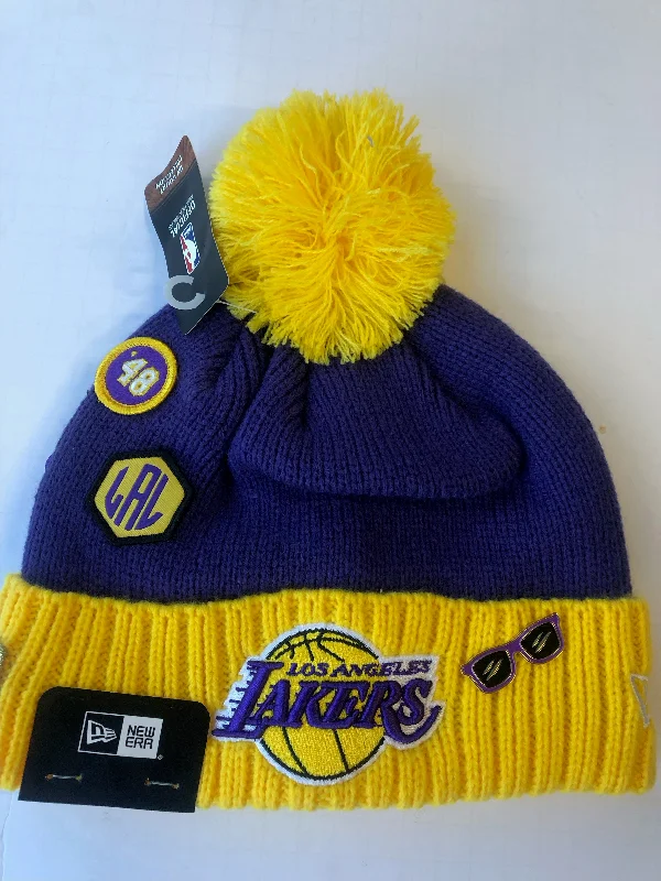 V-neck Women's Top Los Angeles Lakers New Era NBA 2018 Draft Knit Winter Hat