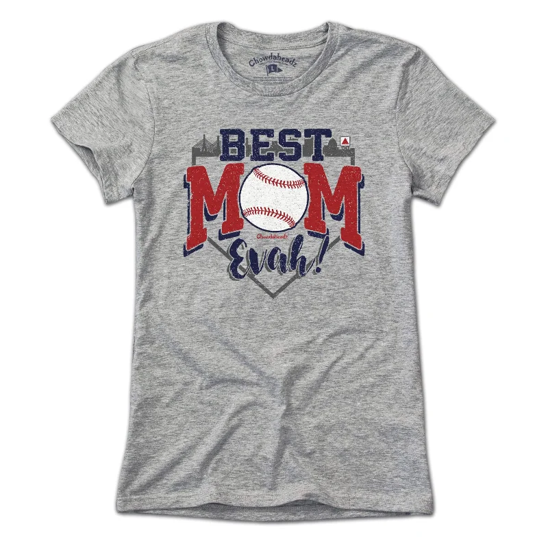 minimalist graphic T-Shirts women Best Mom Evah Baseball T-Shirt