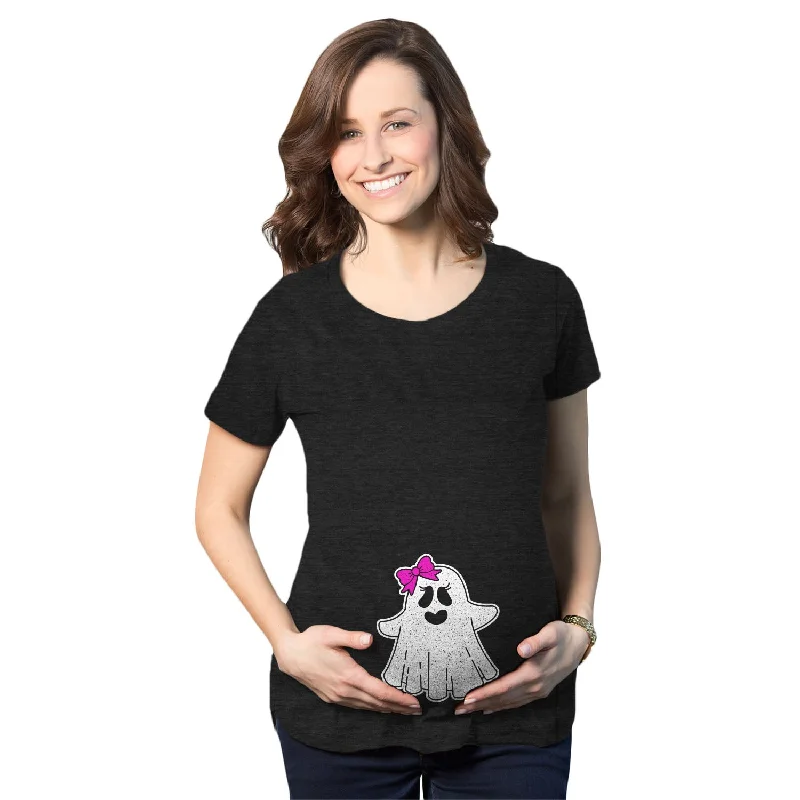 trendy cotton blend T-Shirts women Baby Girl Ghost Maternity T Shirt