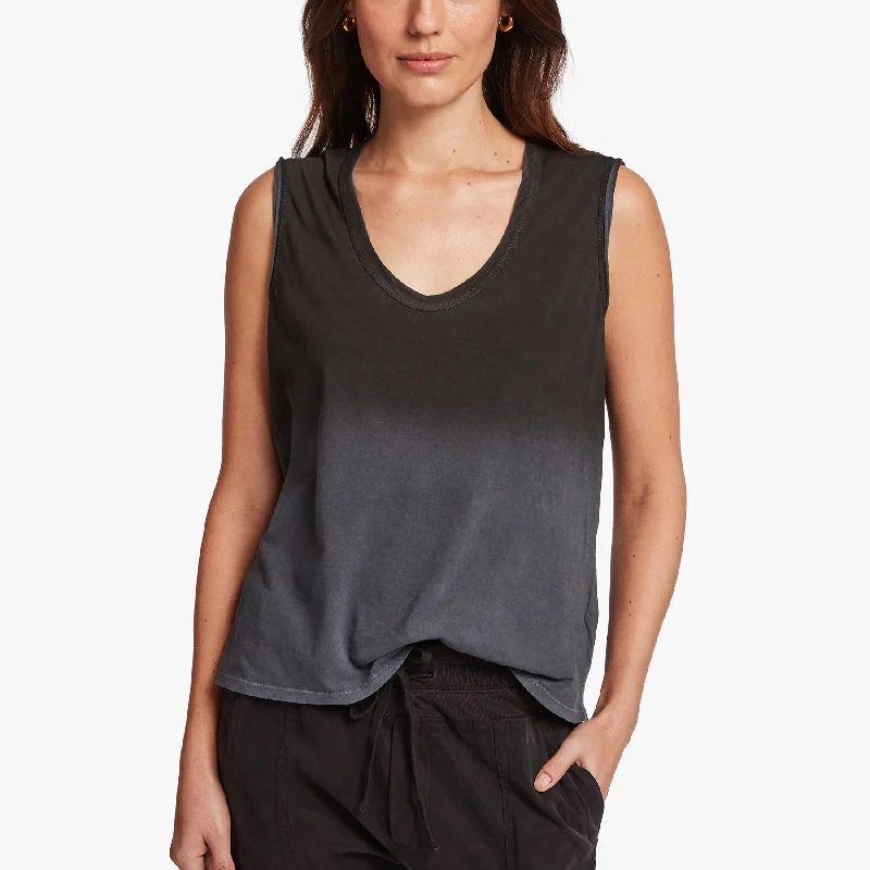 Layered Women's Top Spray Dyed Vintage Tank - French Navy/Black