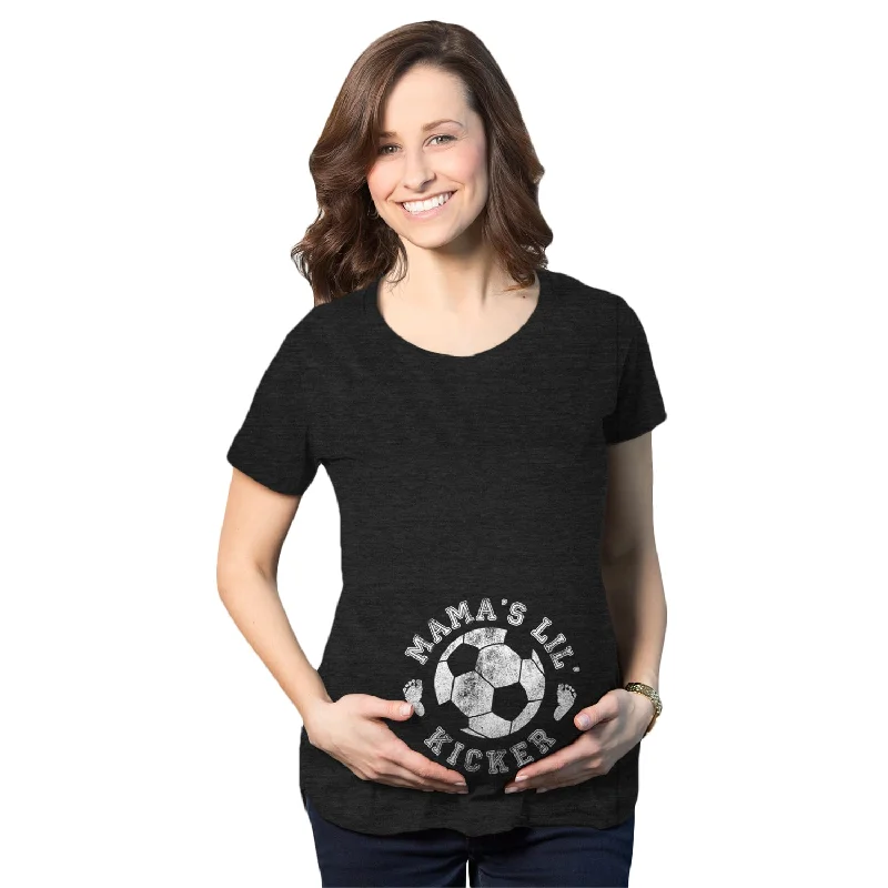 elegant T-Shirts for women Mama's Little Kicker Soccer Maternity T Shirt