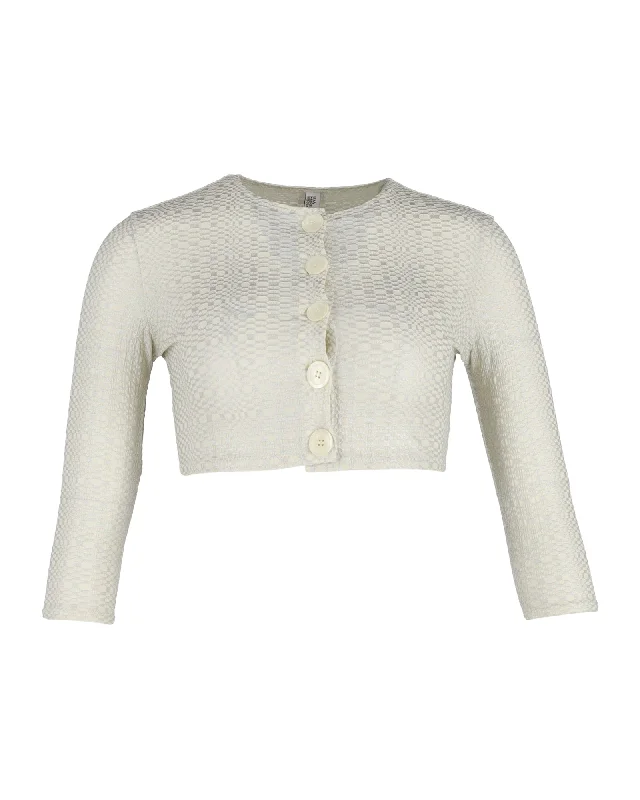 Wool sweater designs for winter Lisa Marie Fernandez Cropped Cardigan in Cream Viscose